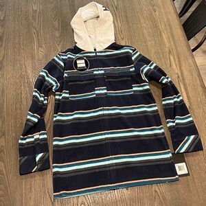 NWT Hurley Boys Obsidian Striped Zippered Hoodie Size L